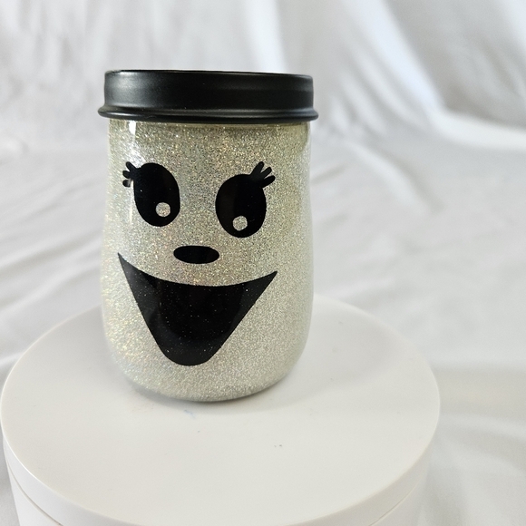 NWT Epoxy Resin 4oz Upcycled Ghost Face Jar - Picture 1 of 5